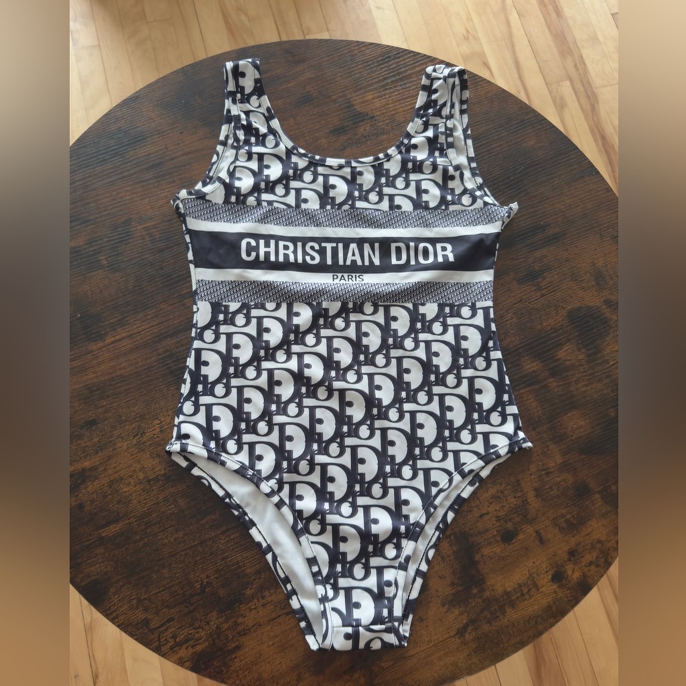 CD Black and White Monogram Swimsuit
